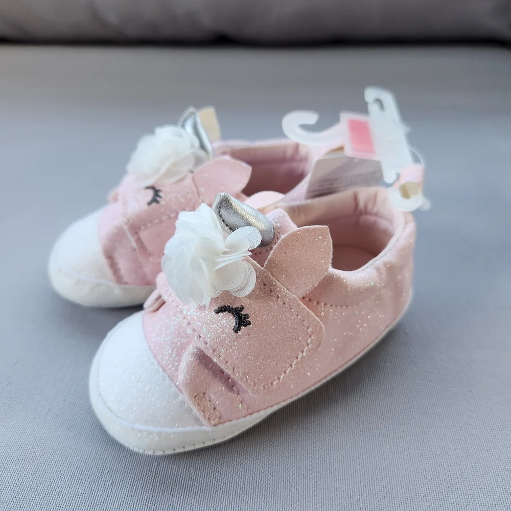 Carters sparkle pink and white unicorn shoes